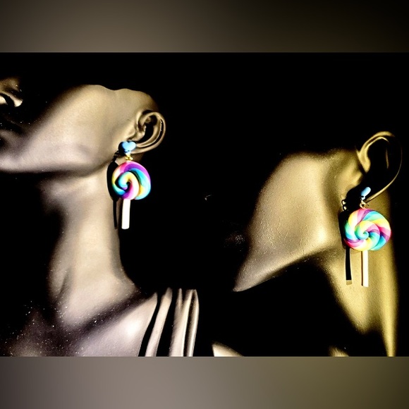 Disney Candy Swirl Colorful Lollipop Dangle Earrings - Picture 5 of 9